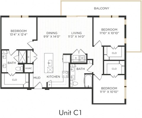 Astra Avery Ranch Apartments C1 Floor Plan
